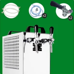 öltapp Kontakt 40/K 2-linjers torrkylningsenhet av rostfritt stål, 50 liter/h, med membranpump, Green Line, KEG 2:Type M, KEG:NC Adapter