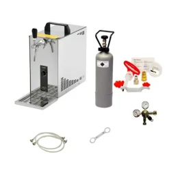 Öltapp, öldispenser, ölmaskin PYGMY 25, en linje torr kylare, 35 liter/h -Bierkoffer, waterchiller, Rengöringssats för kran och kagge, KEG:Type A