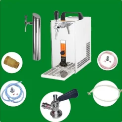 Ölkranar-Öltapp, öldispenser, ölmaskin PYGMY 25 / K med membranpump, 1-sidigt torrkylningsanordning av stål, 35 liter/h, inkl dispenser, Green Line, KEG:Type D | CDON