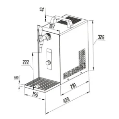 Ölkranar-Öltapp, öldispenser, ölmaskin, ölautomat, ölkylare PYGMY 25 / K med membranpump, 1-rads torrkylare av rostfritt stål, 35 liter/h, Green Line