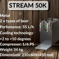 Ölkranar-Öltapp STREAM 50K med luftpump, ölväska, genomströmningskylare 2-radig torr svalare, upp till 55 liter / h - SVART UTGÅNG, KEG:utan, KEG 2:Type A