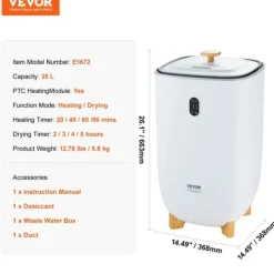 Torkskåp-Lyxig Handdukstork, 35L Kapacitet, PTC Värmemodul,35L