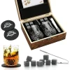 Lyxig whisky presentset | 2 kristallglas | Inkluderar karta | 8 granit whiskystenar | Gåva