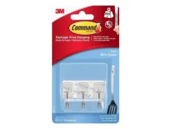 3M COMMAND Hooks 17067CRL with a metal handle 3 hooks + 4 small transparent stripes