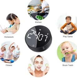 Magnetisk Digital KöksTimer - Stort LED-display, Nedräkning - Till Matlagning/Bakning/Klassrum (Svart)