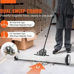 Rengöringsutrustning-Magnetisk sopmaskin 36 tum med hjul, teleskopiskt pickupverktyg, effektiv städning