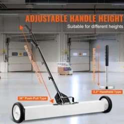 Rengöringsutrustning-Magnetisk sopmaskin 36 tum med hjul, teleskopiskt pickupverktyg, effektiv städning