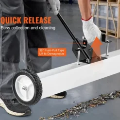 Rengöringsutrustning-Magnetisk sopmaskin 36 tum med hjul, teleskopiskt pickupverktyg, effektiv städning