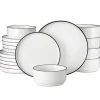 MALACASA Servis, Elegant Rund Form, Blyfri Keramik,Svart kant, 36 PCS