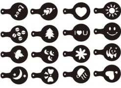 Mat- & Dryckesschabloner-Mallar för dekoration av kaffe och desserter, 16 st