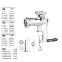 Matkvarnar-Manuell köttkvarn, rostfritt stål konstruktion, säker bordklämma, mångsidig bearbetning.