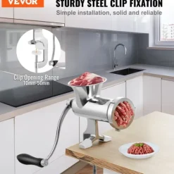 Matkvarnar-Manuell köttkvarn, rostfritt stål konstruktion, säker bordklämma, mångsidig bearbetning.