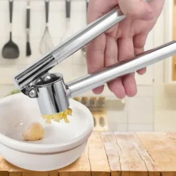 Vitlökspressar-Manuell vitlökspress i rostfritt stål Köttfärspress Hushållsredskap