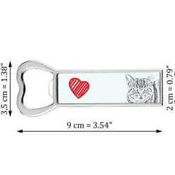 Manx - flasköppnare med en katt, personlig kylöppnare, unik present till en man från Art-Dog