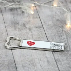 Manx - flasköppnare med en katt, personlig kylöppnare, unik present till en man från Art-Dog