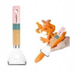 Masterpan-skalare med ergonomiskt trähandtag för grönsaker och frukt