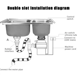 Avfallskvarnar-Matavfallskvarn, köksmodell, 560 W ren kopparmotor, stor kapacitet, stötdämpande
