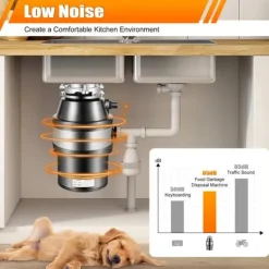 Avfallskvarnar-Matavfallskvarn, 220V, 560 W ren kopparmotor, 1,2 L malningskammare, svart