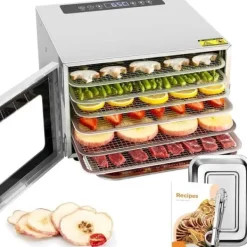 Torkugnar-Matberedare - Kwasyo - 6 Våningar - Rostfritt Stål - Timer 24H - Temperatur 30-90°C