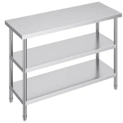 Matuppvärmare-Matberedningsbord i rostfritt stål, kommersiellt kök, arbetsbord 18"x48", hållbart och lätt att rengöra