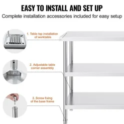 Matuppvärmare-Matberedningsbord i rostfritt stål, kommersiellt kök, arbetsbord 18
