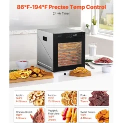 Matdehydrator, 10 brickor, 34x40.5x36.5 cm, rostfritt stål