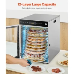 Matdehydrator, 12 brickor, 35,5x47,3x49,5 cm, rostfritt stål