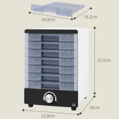 Torkugnar-Matdehydrator / Frukttork - 350 W - 7 brickor - Justerbar temperatur