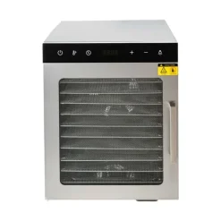 Torkugnar-Matdehydrator, 800W, 36L kapacitet, 10 brickor, temperaturintervall 30-90 °C, dimensioner 34,5 cm x 35 cm x 43 cm