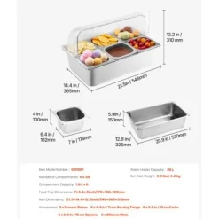Ishink & Kylare-Matserveringsbehållare, 54,6x36,5x31 cm, rostfritt stål