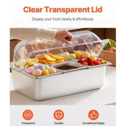 Ishink & Kylare-Matserveringsbehållare, 54,6x36,5x31 cm, rostfritt stål