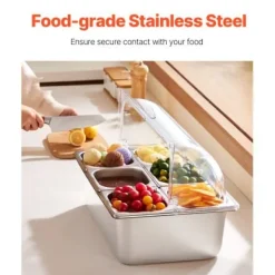 Ishink & Kylare-Matserveringsbehållare, 54,6x36,5x31 cm, rostfritt stål