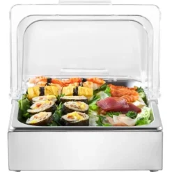 Matserveringsdisplaybehållare, 34,5x27,6x24,5 cm, rostfritt stål