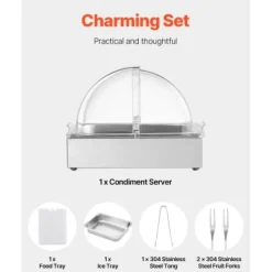 Matserveringsdisplaybehållare, 34,5x27,6x24,5 cm, rostfritt stål