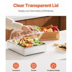 Matserveringsdisplaybehållare, 34,5x27,6x24,5 cm, rostfritt stål