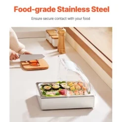 Matserveringsdisplaybehållare, 34,5x27,6x24,5 cm, rostfritt stål