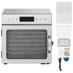 Torkugnar-Mattorkarmaskin med 8 brickor, Rostfritt Stål, 400W, För Torkning av Kött och Frukt