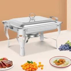 Matvärmare - Chafing Dish/Buffévärmare - 6 L Kapacitet - Rostfritt Stål - För Buffé & Catering - Silver