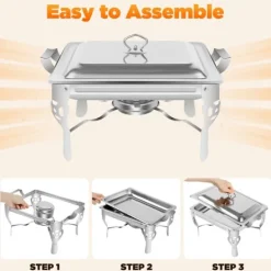 Matvärmare - Chafing Dish/Buffévärmare - 6 L Kapacitet - Rostfritt Stål - För Buffé & Catering - Silver