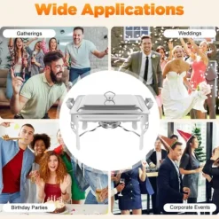 Matvärmare - Chafing Dish/Buffévärmare - 6 L Kapacitet - Rostfritt Stål - För Buffé & Catering - Silver