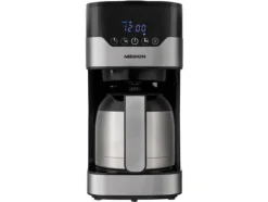 Kaffemaskiner & Espresso-MEDION MD 18458, Droppande kaffebryggare, 1,2 l, Malat kaffe, 900 W, Svart, Rostfritt stål