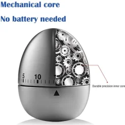 Äggklockor-Mekanisk kökstimer äggklocka rostfritt stål Silver