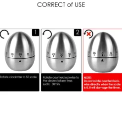 Äggklockor-Mekanisk kökstimer äggklocka rostfritt stål Silver