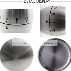 Äggklockor-Mekanisk kökstimer äggklocka rostfritt stål Silver