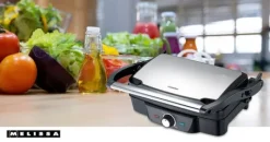 Grillar-MELISSA Panini / bordsgrill 1600W Svart / Rostfritt stål topphölje
