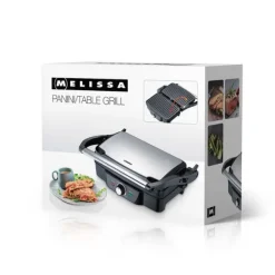 Grillar-MELISSA Panini / bordsgrill 1600W Svart / Rostfritt stål topphölje