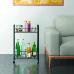 Vinflaskhållare-Metaltex Belino Lava Trolly + Flaskhållare 23x41x63 Svart