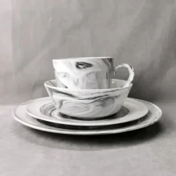 Middagsservis 16 delar Grå Dahlia