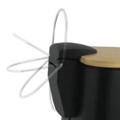 Viking Choice Soptunnor & Papperskorgar-Miljövänlig svart bambu & stål pedalpapperskorg - 5L, stilfull & hållbar badrumspapperskorg