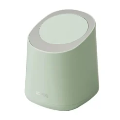 Mini Bänkskiva soptunna Liten Plast Bänkskiva Papperskorg Avfallsdunk med presstyp Lock för badrum Sovrum Vardagsrum Sminkbord Morino Green